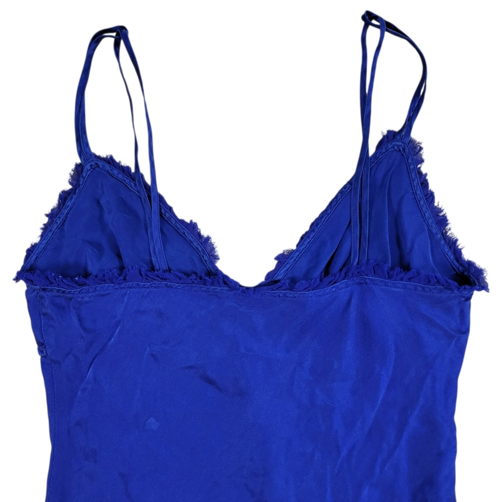 VTG Victoria's Secret Womens Dress S Royal Blue Y2K Silk Babydoll Slip Raw‎ Edge - Picture 9 of 15